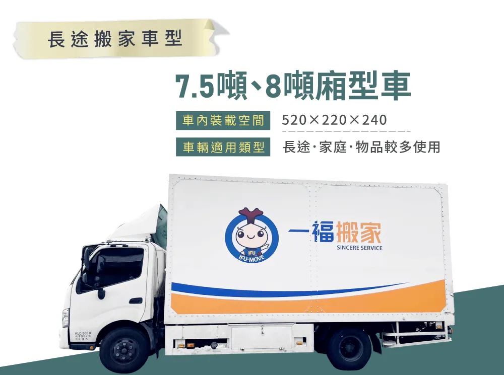 一福長途搬家車型提供兩種不同類型,讓你依照物品多寡去做選擇 長途搬家車型-台中搬家公司