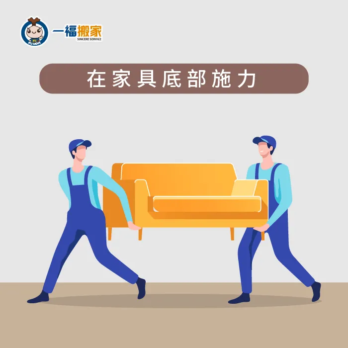在大型家具運送時應將施力點放在家具最底部,以防家具損壞! 在家具底部施力-台中搬家公司推薦