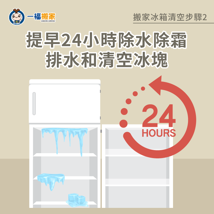 提早24小時除水除霜排水-搬家冰箱要清空嗎