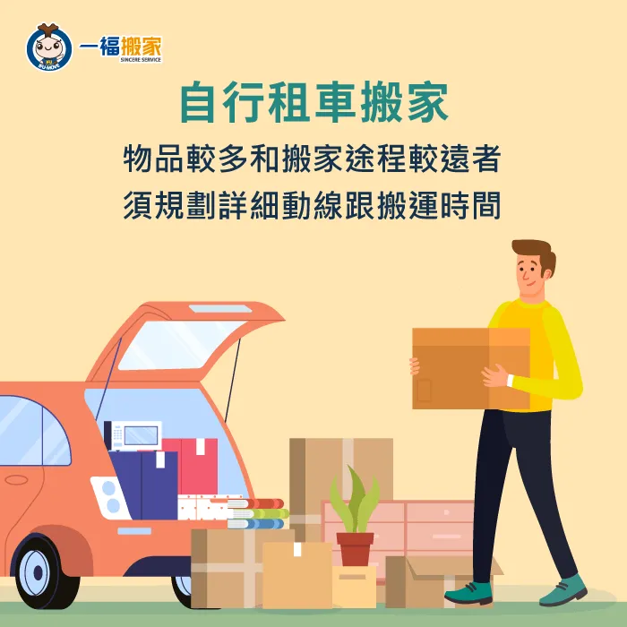 自行租車搬家可以給予彈性搬家時間,但需全程自理,建議提早並詳細規劃搬家路線 租車搬家-一天搬家