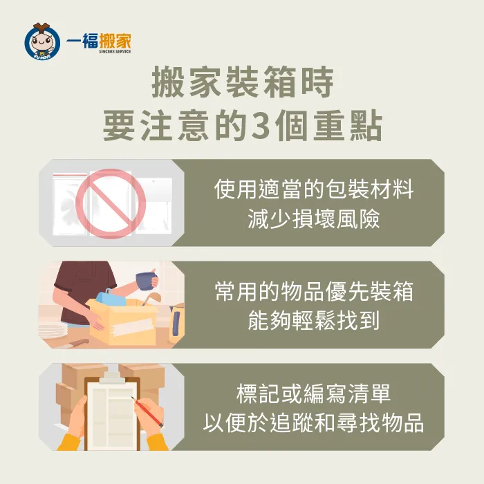 搬家裝箱有哪些注意事項?就讓一福搬家帶你一次了解 搬家裝箱重點-裝箱 搬家
