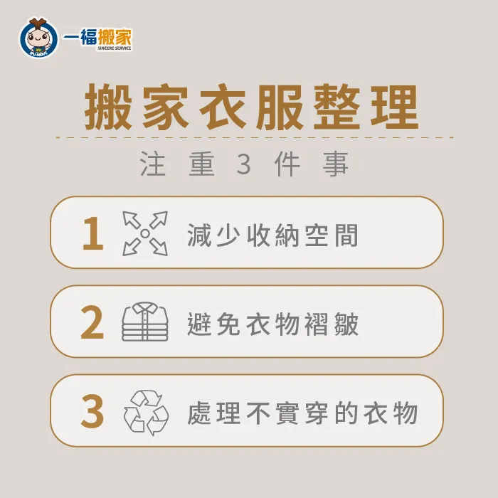 搬家衣服整理時應該要做到空間壓縮、衣物不縐褶及捐贈及丟棄3項! 搬家衣服整理注重3件事-搬家衣服整理