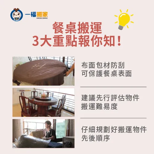 進行餐桌搬家作業時,有3個重點要留意,以下帶大家了解! 餐桌搬運3個技巧報你知-餐桌搬家-西屯家具運送推薦