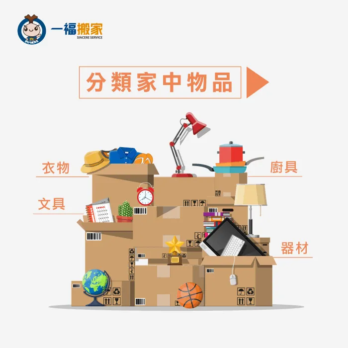 將家中該裝箱的物品分類清楚! 分類家中物品-搬家整理步驟