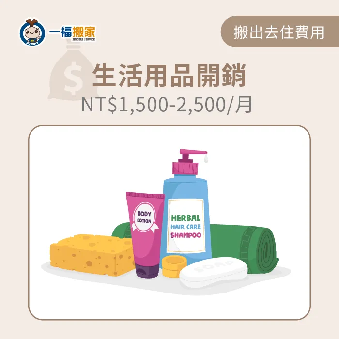 生活用品包括盥洗用具、衛生紙、洗碗精等日常備品 生活用品的開銷-搬出去住費用