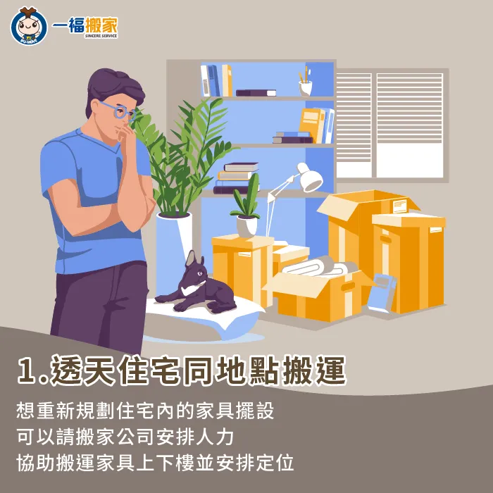 需要重新規劃住宅內的家具物件,建議可以請搬家公司協助上下樓搬運,更加省時有效率! 透天住宅室內移動搬家-沒電梯 搬家