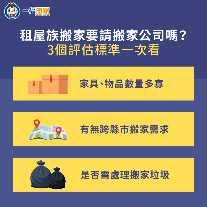 租屋族請搬家公司的3點評估標準-租屋 搬家公司