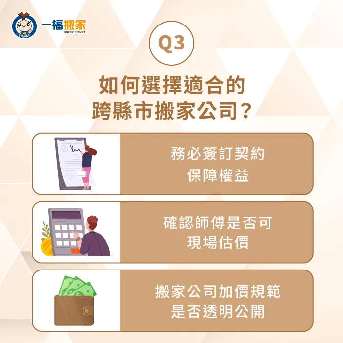選擇具備豐富經驗、提供費用透明和有簽訂契約的搬家公司,能減少跨縣市搬家風險 如何選擇適合的跨縣市搬家公司-搬家公司可以跨縣市嗎