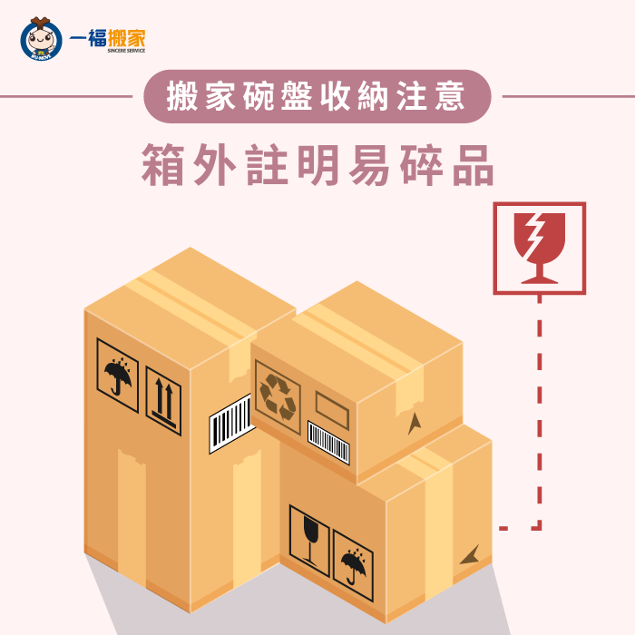 箱外註明易碎品-搬家碗盤收納