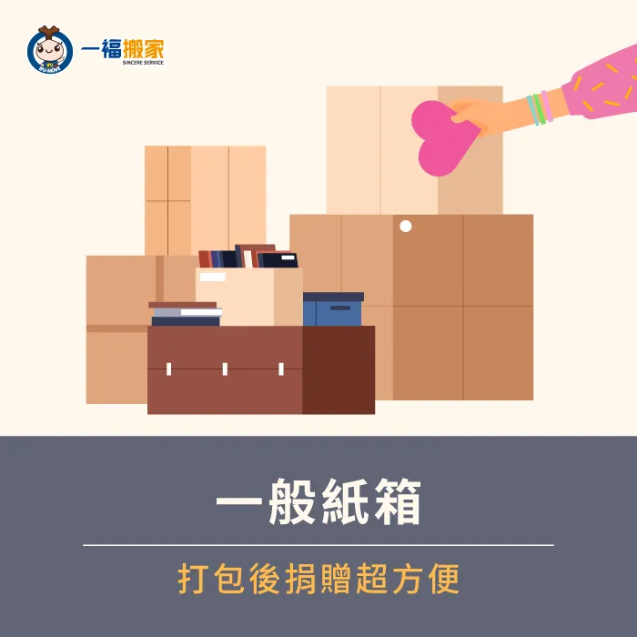 若是要使用載捐贈物資上的收納,可以挑選一般商用紙箱裝箱 一般紙箱-搬家收納箱