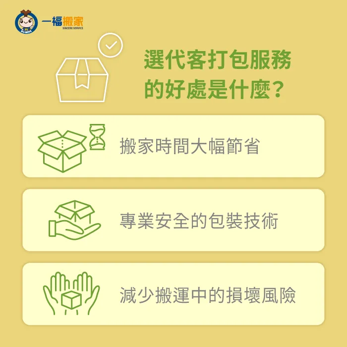 代客打包搬家可以節省時間,並確保家中物品被完好安置到新的住所 代客打包搬家服務的好處-代客打包搬家