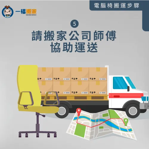 待所有前置作業都做完後,就可以請搬家公司協助運送電腦椅至新住處了 請搬家公司運送-帶電腦椅搬家