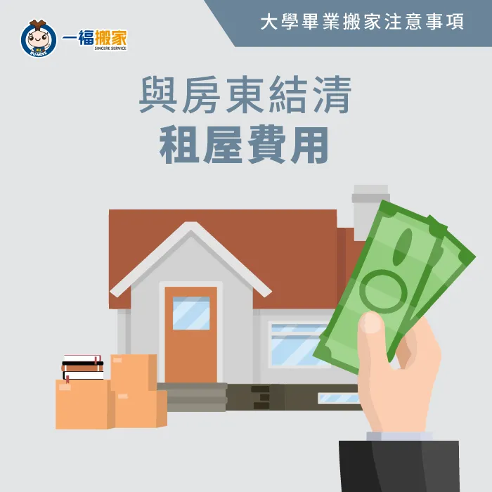 與房東清點所有物件,並且完成費用的繳交! 向房東結清所有費用-大學畢業搬家