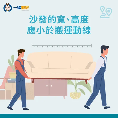 確認沙發的大小與搬運路徑寬度,使過程更快速 確認沙發的大小與路徑的寬度-沙發搬不進去
