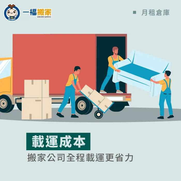 交給搬家公司全程載運家具及物品,是更省事省時的選擇 倉儲載運成本-月租倉庫價格怎麼算