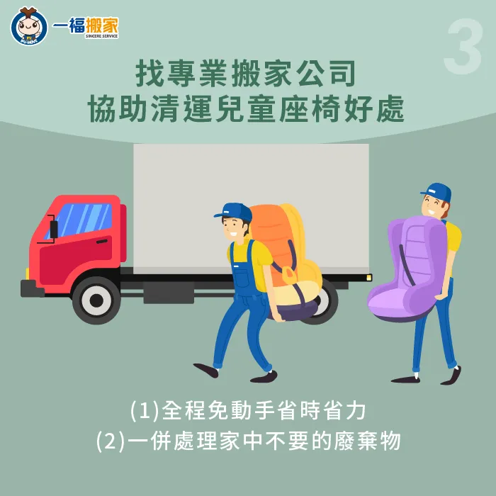 搬家公司可以讓你免動手就搞定家中各種不要的雜物,包含安全座椅 專業搬家公司清運-安全座椅 回收