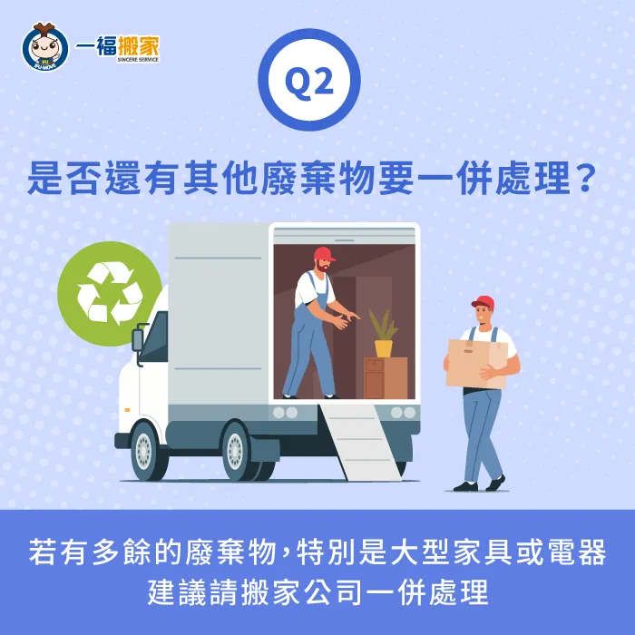 如果還有其他廢棄物需要處理,建議一次性處理以節省時間和資源 注意是否還有其他廢棄物-塑膠箱可以回收嗎