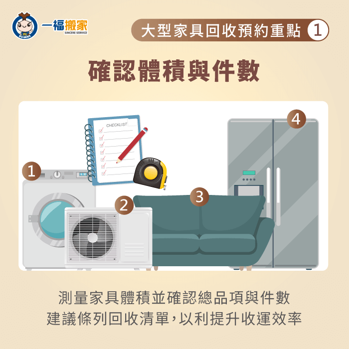 確認大型家具體積與件數-預約大型家具回收