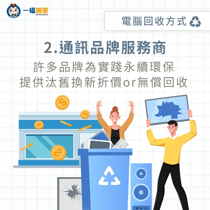 不論電腦的外觀狀態與殘值,3C品牌服務商皆提供「無償回收」服務! 3C品牌服務商-不要的電腦怎麼處理-大里廢棄物清運