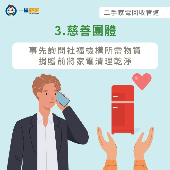 事先致電詢問慈善機構所需家電物資,以免白跑一趟! 愛心捐贈社會福利機構-台中二手家電回收