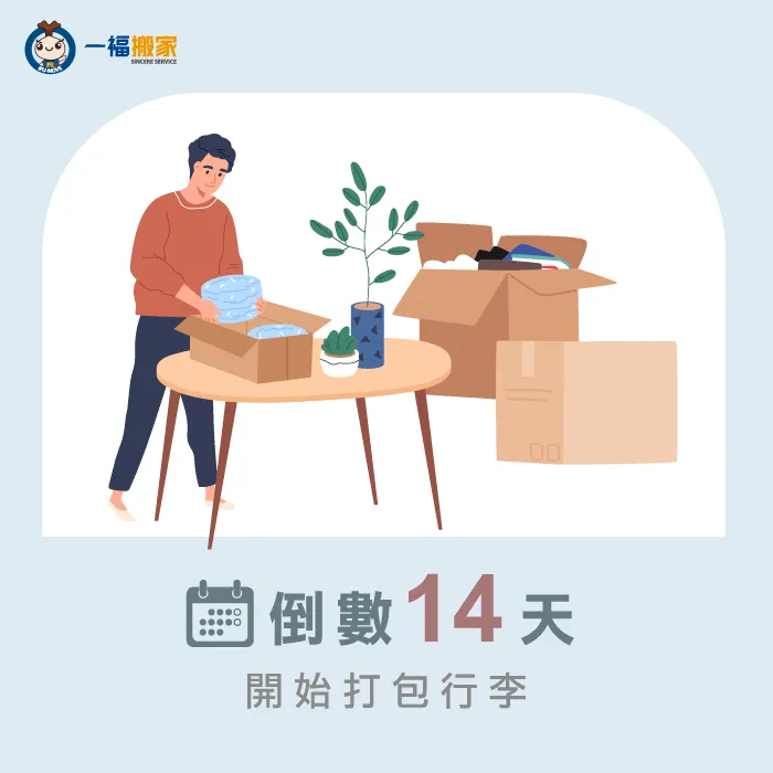 搬家前2週開始打包行李 搬家前2週-搬家前置作業